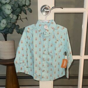 Gymboree Light Teal Bunny Print Button-Down Shirt